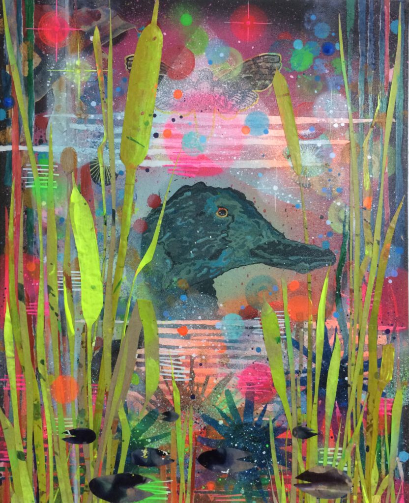 "Duck and cover" - Acrylcollage - 60/40cm - 2021